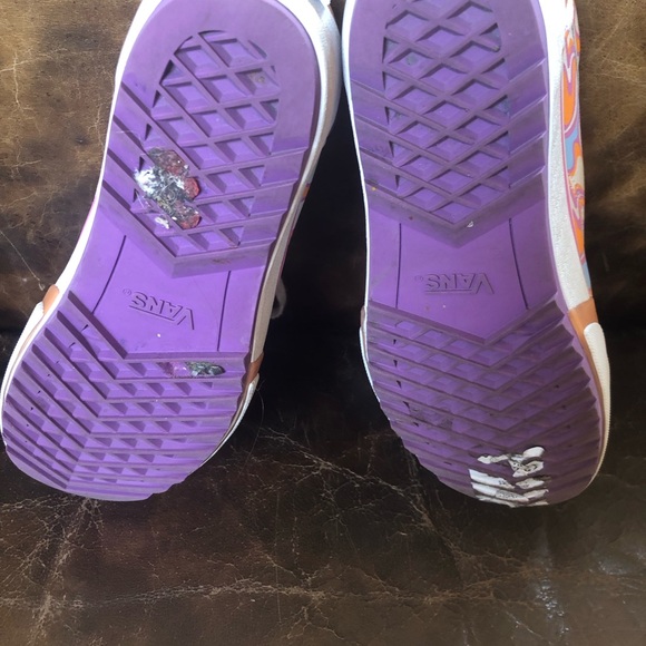 Vans Old Skool Stacked Platform Groovy Orange UV Ink Peace Sign Wmns 8 Men 6.5 - Picture 4 of 7